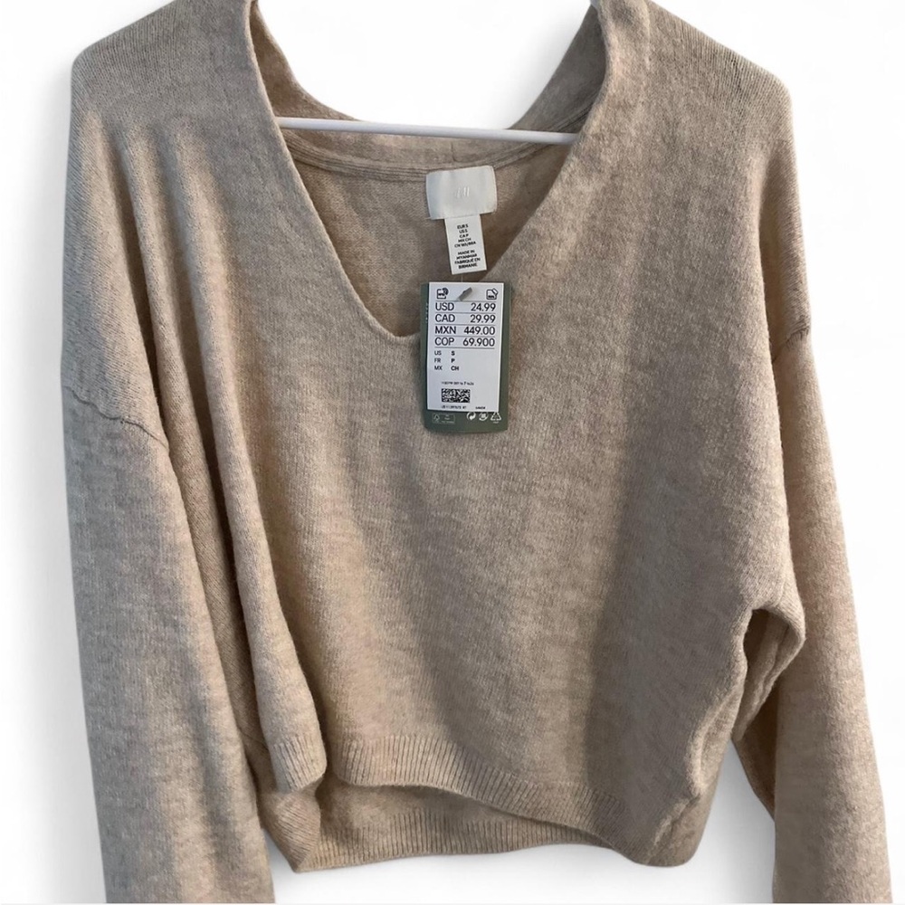 H&M Cozy Beige V-Neck Sweater